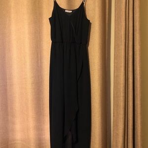 Lush Black Faux Wrap Dress